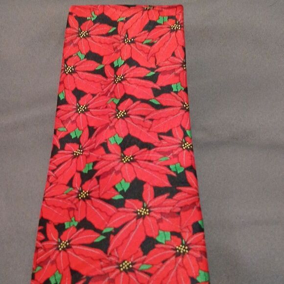 Keith Daniels Vintage poinsettia Christmas holiday tie NWOT - Picture 3 of 7